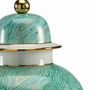 382652 Chelsea House Hand Decorated - Gold Details Porcelain Malachite Marbled Urn