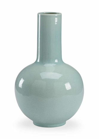 382685 Bradshaw Orrell 18.5in. Celadon Glaze Wicker Vase - Celadon with Porcelain Finish