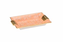 382690 Pam Cain 1.5in. Porcelain Pamela Tray with Peach Glaze/Gold Trim Finish