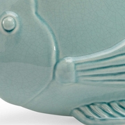 382709 Bradshaw Orrell 15in. Porcelain Celadon Fish with Crackle Celedon Glaze Finish