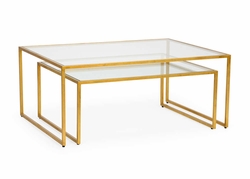 382769 Pam Cain 20.5in. Iron/Glass Nested Cocktail Tables (S2) with Gold Leaf/Clear Finish