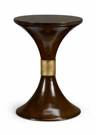 382807 Chelsea House Wood Finish - Gold Accent Cast Composite Hourglass Table - Wood