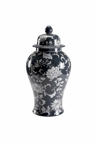 382874 Chelsea House Pam Cain Gray Glaze - Hand Painted Details Porcelain Lindsey Urn (Lg)