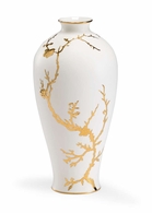 382886 Chelsea House 13in. Porcelain Nanshan Vase with Matte White Glaze/Metallic Gold Finish