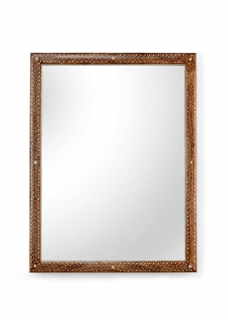383020 Chelsea House 52in. Wood/Bone Inlay Henry Mirror - Natural with White/Plain Finish