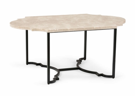 383084 Chelsea House Bradshaw Orrell Cream, Beige And Tan Marble Top Black Iron Base Rabern Cocktail Table - Gray