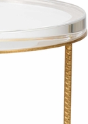 383178 Bradshaw Orrell 21in. Iron Yonkers Side Table - Acrylic with Antique Gold Leaf/Clear Finish