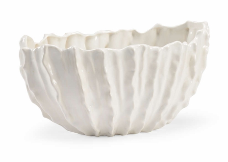 383215 Chelsea House 8in. Porcelain Rhinehart Bowl - White with White Glaze Finish
