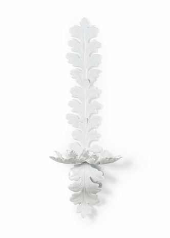 383234 Chelsea House Brass White Oak Leaf Sconce - White