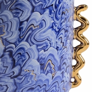 383367 Chelsea House Porcelain Blue/White Glaze Swirl Handle Vase - Blue