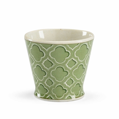 383427 Chelsea House Porcelain Green, Off White Odessa Planter (Sm)