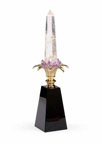 383453 Chelsea House Crystal Black, Clear, Purple Gleaming Obelisk