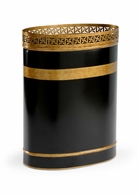 383464 Bradshaw Orrell 15.5in. Iron Robbins Wastebasket - Black with Antique Gold Finish