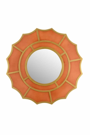 383484 Chelsea House Pam Cain Composite Burnt Orange Devonshire Mirror - Orange