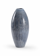 383493 Chelsea House 14in. Porcelain Granger Vase - Blue with Cream/Black Glaze Finish