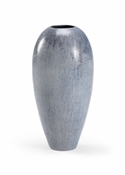 383497 Chelsea House 25.5in. Ceramic Tall Granger Vase - Blue with Cream/Black Glaze Finish