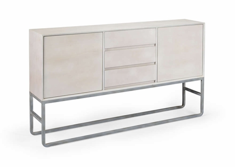 383547 Chelsea House Bradshaw Orrell Wood/Iron Opaque Beige/Weathered Zinc Madison Console - Zinc