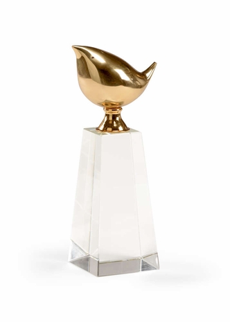383557 Chelsea House Brass Polished Bird On Crystal (Lg)