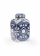 383612 Chelsea House 15.5in. Ceramic Hobbs Blue Vase with White Glaze Finish