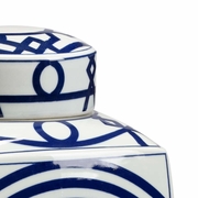 383612 Chelsea House 15.5in. Ceramic Hobbs Blue Vase with White Glaze Finish