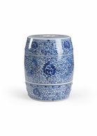 383620 Chelsea House 16in. Ceramic Zue Garden Seat with Blue/White Glaze Finish
