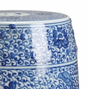 383620 Chelsea House 16in. Ceramic Zue Garden Seat with Blue/White Glaze Finish