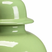 383639 Chelsea House 20in. Ceramic Landis Covered Vase - Green with Sage Green Glaze Finish