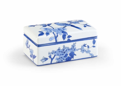 383790 Chelsea House Porcelain Blue/White Glaze Blue Bird Box (Lg)