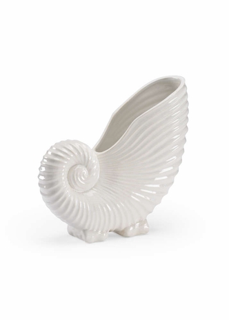383799 Chelsea House Ceramic Cream Crackle Glaze White Conch