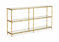 383878 Chelsea House 36in. Glass Lauren Console with Clear/Beveled/Antique Gold Leaf Finish
