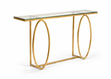 383883 Chelsea House Jamie Merida Glass Clear/Beveled Ellipse Console Table