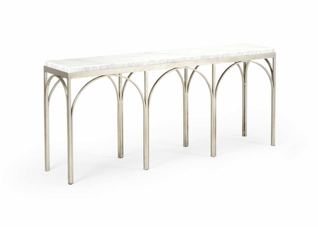 383900 Chelsea House Jamie Merida Marble Natural Gray Arches Console Table