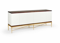 383955 Chelsea House 35in. Veneer/Wood James Sideboard with Walnut/White/Antique Gold Finish