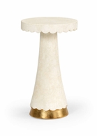 383959 Chelsea House 24.5in. Agate/Wood Puttick Side Table with Natural White/Gold Leaf Finish