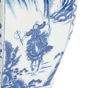 383997 Chelsea House 20in. Porcelain Jin Dynasty Covered Urn with Blue/White Glaze Finish