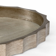 384006 Chelsea House 2in. Wood/Shagreen Eclipse Tray with Antique Silver Leaf/Gray Finish