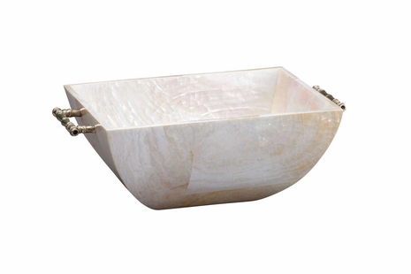 384042 Chelsea House Kabibi Shell/Brass Natural/Silver Plated IVory Penshell Bowl