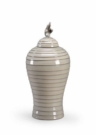 384051 Chelsea House Ceramic Gray Glaze Gray Hive Urn (Sm)