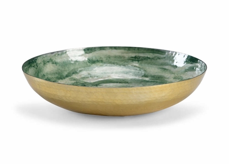 384083 Chelsea House 4in. Aluminum Swirl Green Bowl (Lg) with White/Champagne Finish