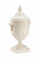 384146 Chelsea House 17.5in. Ceramic Roman Vase - White with White Glaze Finish