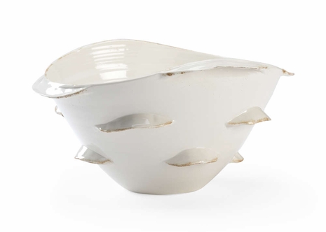 384158 Chelsea House 10in. Ceramic Whiston Bowl - White with Antique White Glaze Finish