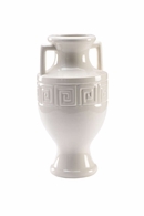 384297 Bradshaw Orrell 19.5in. Ceramic Grecian Urn I with White Glaze Finish