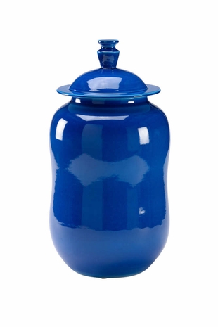 384334 Chelsea House Ceramic Cobalt Glaze Panji Vase - Blue