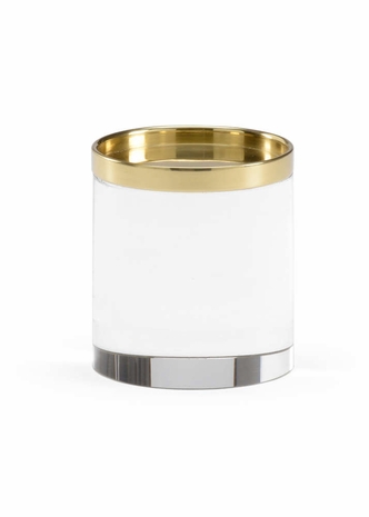 384341 Chelsea House Jamie Merida Iron/Crystal Antique Brass/Clear Round Crystal Stand - Brass