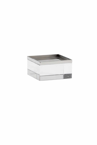 384346 Chelsea House Jamie Merida Crystal/Iron Clear/Polished Nickel Square Crystal Stand - Nickel