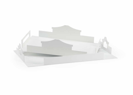 384383 Chelsea House Jamie Merida Iron White Lacquer Temple Trays - White (S2)