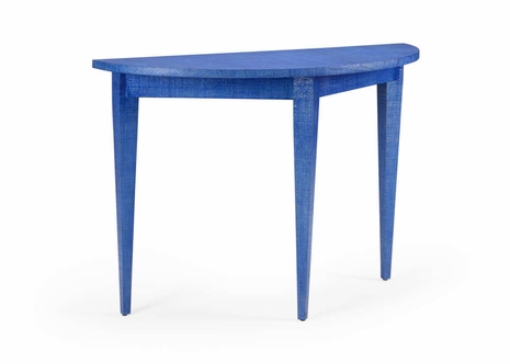 384427 Chelsea House Raffia/Wood Blue Swedish Console - Blue