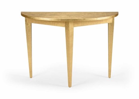 384428 Chelsea House Raffia/Wood Metallic Gold Swedish Console - Gold