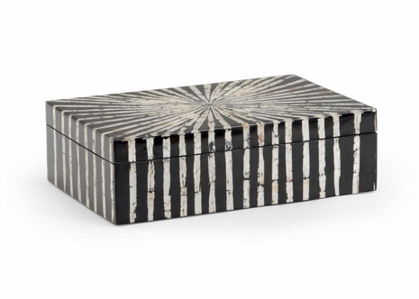 384451 Chelsea House 4.5in. Wood Razor Shell Box with Black/White Razor Shell Finish