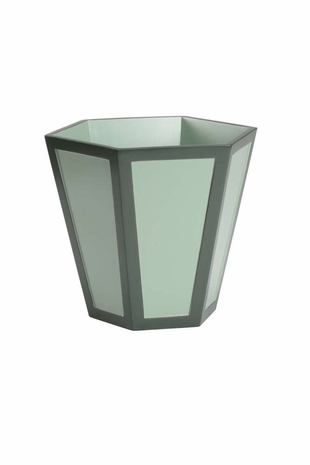 384466 Chelsea House Wood Mint/Dark Green Oxford Wastebasket - Green